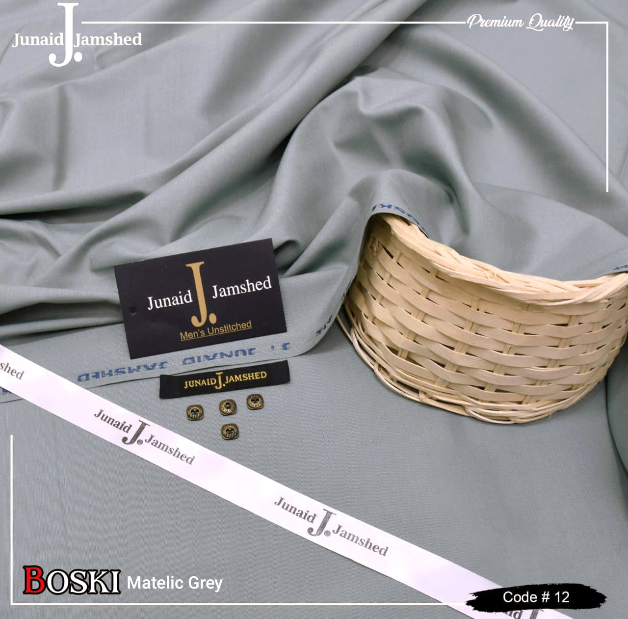 J. Junaid Jamshed Metallic Grey